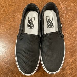 Vans black perf leather slip on size 7 great condition!